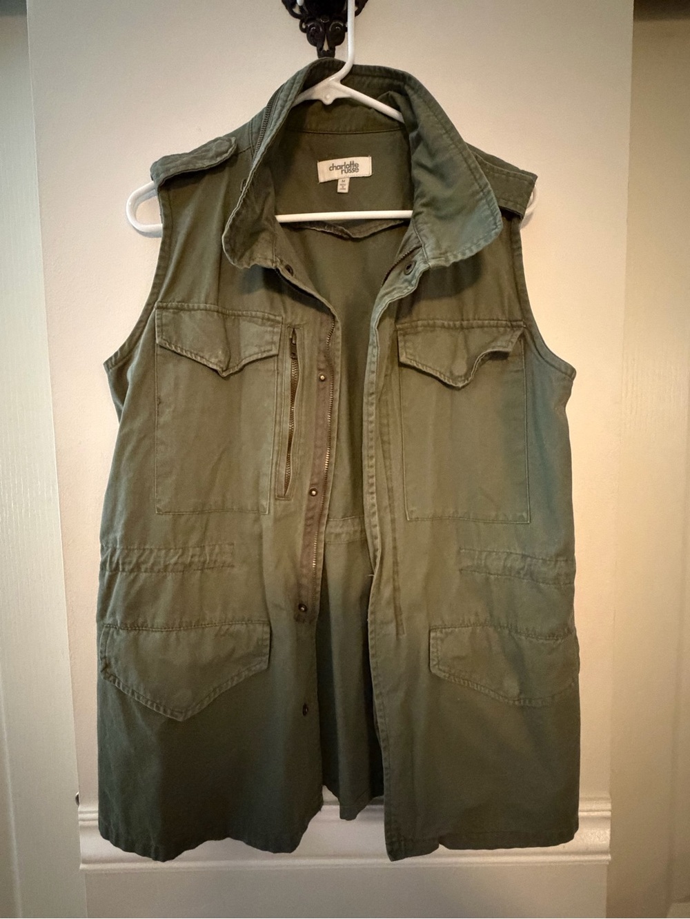 Charlotte Russe Army Green Utility Vest with Pockets